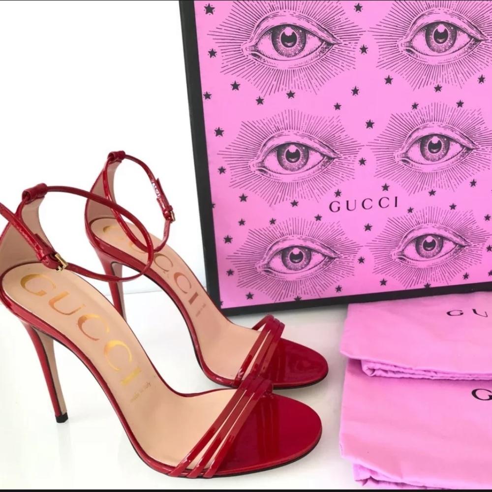 COPY - Gucci Red Patent heels with removable sock sandal